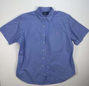 Ralph Lauren Classic Fit Short Sleeve Button Down Shirt Blue XL